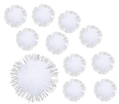 White Plush Balls dia 1,5 cm, 24 pcs in Bag