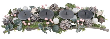 Advent Candle Holder with Pink Deco 51 cm