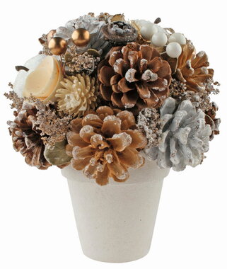 Decoration with Pine Cones and Apples Gold ? 16 x 18 cm for standing
