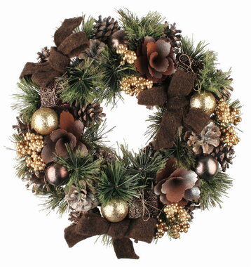 Wreath with Pine Cones and Decorations brown-gold o 33 cm x 8 cm