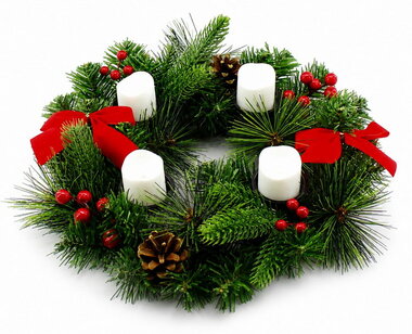 Advent Wreath made of Twigs 4 LED Candles, ? 30 x 14 cm