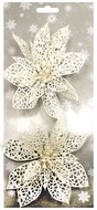3393 Poinsettie bílá 14 cm, 2 ks na klipu-1