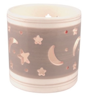 Ceramic Candle Holder Star Sky, Grey and White 7,9 cm 