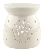 Porcelain Aroma Lamp with Snowflakes White  9,9 cm 