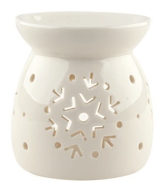 Porcelain Aroma Lamp with Snowflakes, White 9,9 cm 