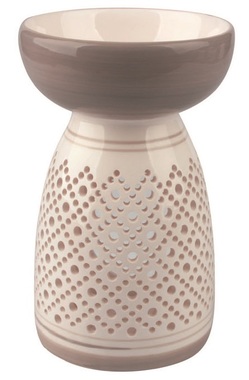 Ceramic Aroma Lamp Tall, Grey and White 16 cm 