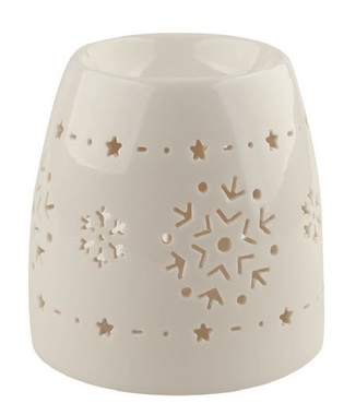 Porcelain Aroma Lamp with Snowflakes, White 11 cm 
