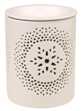 Porcelain Aroma Lamp with Snowflake, White 13 cm