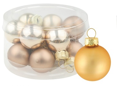Glass Christmas Balls 2 cm, set of 12 pcs  Gold