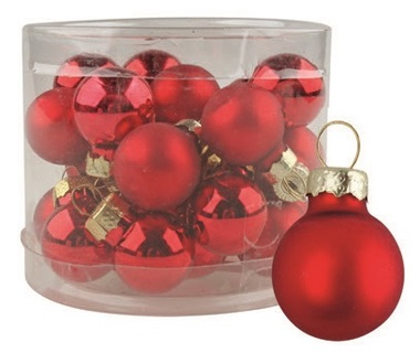 Glass Christmas Balls 2 cm, set of 12 pcs Red