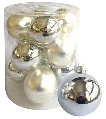 Glass Christmas Balls 5,7 cm, set of 12 pcs Silver