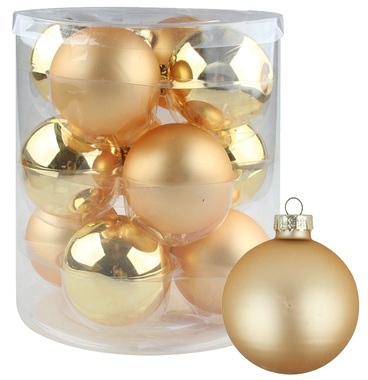 Glass Christmas Balls 5,7 cm, set of 12 pcs Gold