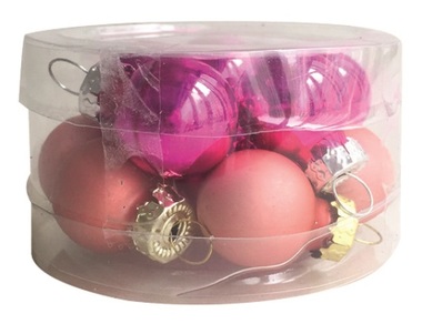 Glass Christmas Balls 2 cm, set of 12 pcs Pink
