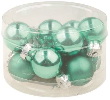 Glass Christmas Balls 2 cm, set of 12 pcs Light Green