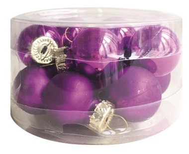 Glass Christmas Balls 2 cm, set of 12 pcs Light Purple