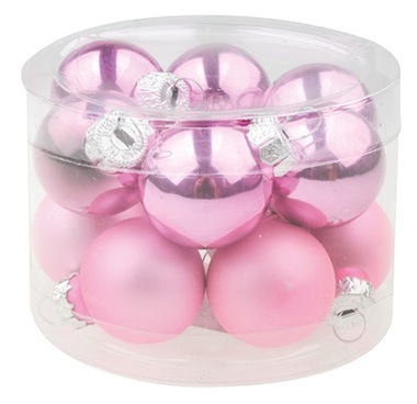 Glass Christmas Balls 2,5 cm, set of 12 pcs, Pink