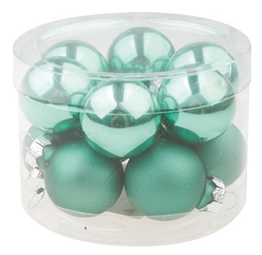 Glass Christmas Balls 2,5 cm, set of 12 pcs, Light Green