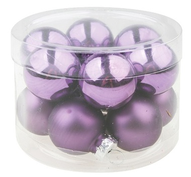 Glass Christmas Balls 2,5 cm, set of 12 pcs, Light Purple