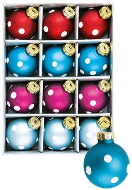 Glass Christmas Balls 3 cm, set of 12 pcs Dotted