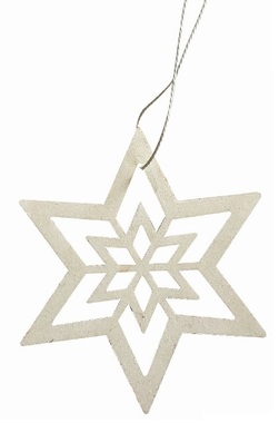 Hanging Wooden Star 10 cm, White