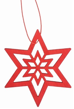 Hanging Wooden Star 10 cm, Red