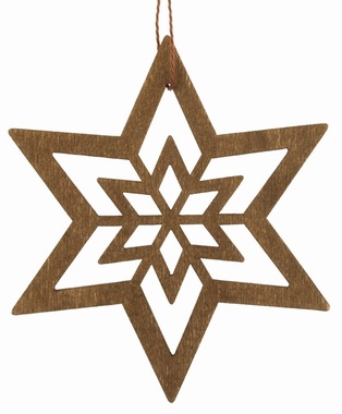 Hanging Wooden Star 10 cm, Dark Brown