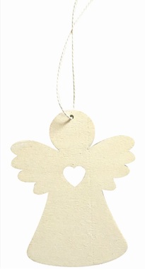 Hanging Wooden Angel 8 cm, White