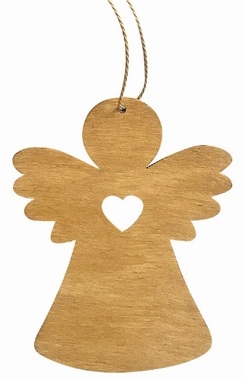 Hanging Wooden Angel 8 cm, Light Brown