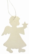3811 Dřevěný anděl s hvězdou závěsný 10 cm, bílý-1