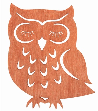 Hanging Wooden Owl, Orange, 12 cm
