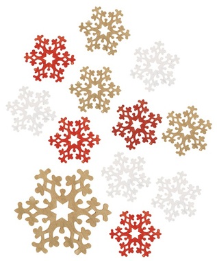 Wooden Snowflakes 4 cm, 12 pcs