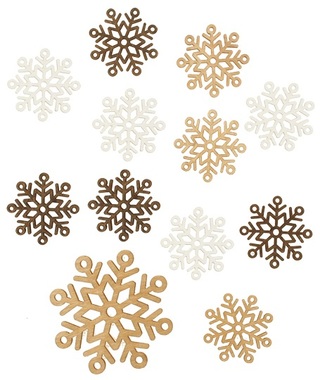 Wooden Snowflakes 4 cm, 12 pcs