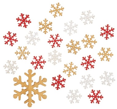 Wooden Snowflakes 2 cm, 24 pcs