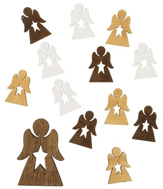 Wooden Angels with Star 4 cm, 12 pcs