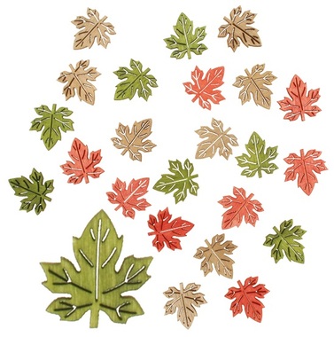 Wooden Maple Leaves 2 cm, 24 pcs