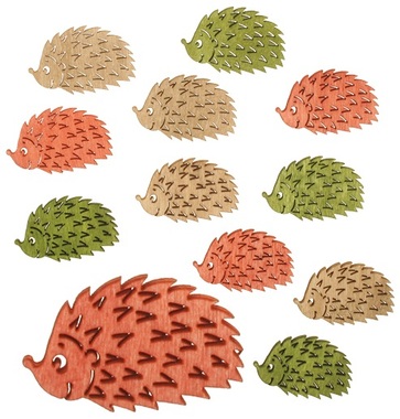 Wooden Hedgehogs 4 cm, 12 pcs