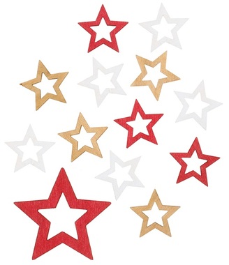 Wooden Stars 4 cm, 12 pcs