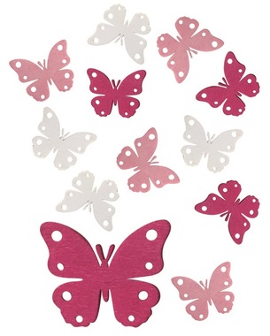 Wooden Butterflies 4 cm, 12 pcs 