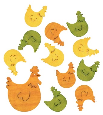 Wooden Hens 4 cm, 12 pcs 