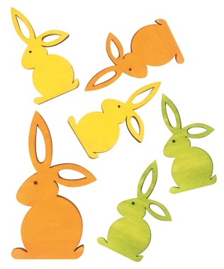 Wooden Bunnies 6 cm, 6 pcs