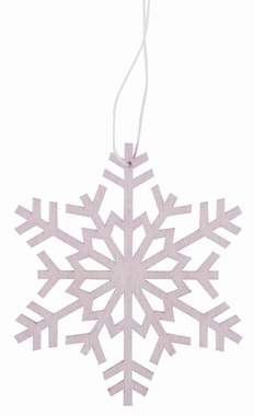 Wooden Hanging Snowflakes Pink 10 cm  