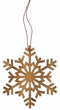 Wooden Hanging Snowflakes Brown 10 cm 
