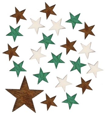 Wooden Stars 2 cm, 24 pcs