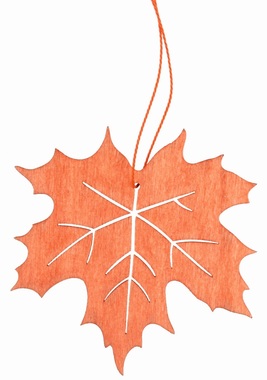 Wooden Hanging Leaf Orange 10 cm 