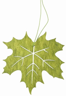 Wooden Hanging Leaf Green 10 cm 
