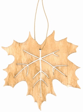 Wooden Hanging Leaf Light Brown 10 cm 