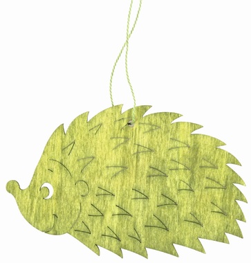Wooden Hanging Hedgehog green 12 cm