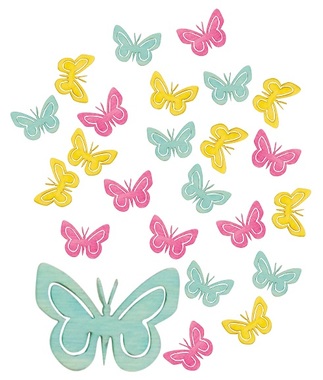 Wooden Butterflies 2 cm, 24 pcs 