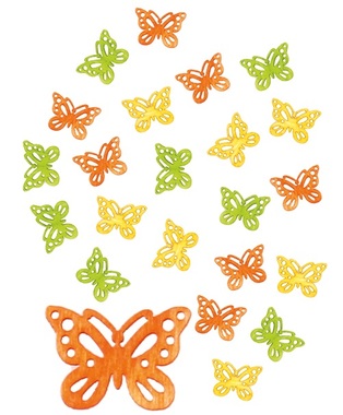Wooden Butterflies 2 cm, 24 pcs 