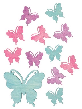 Wooden Butterflies 4 cm, 12 pcs 